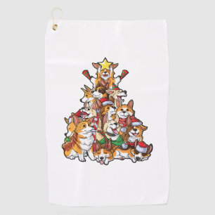 Corgi Christmas Tree Dog Santa Merry Corgmas Xmas Golf Towel