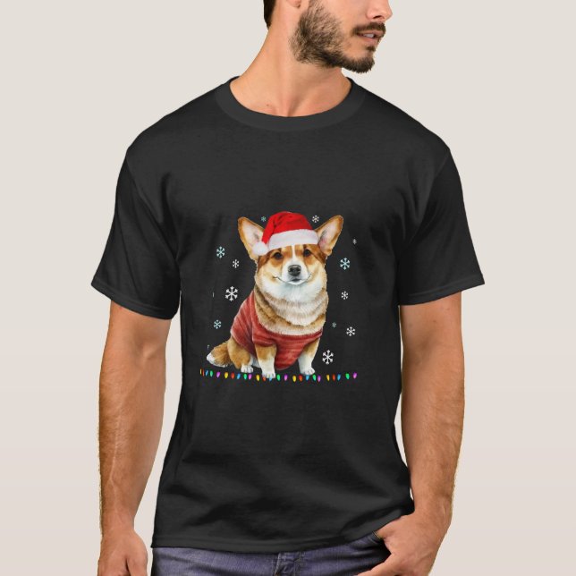 Corgi Christmas Tree Dog Santa Merry Corgmas Xmas  T-Shirt (Front)