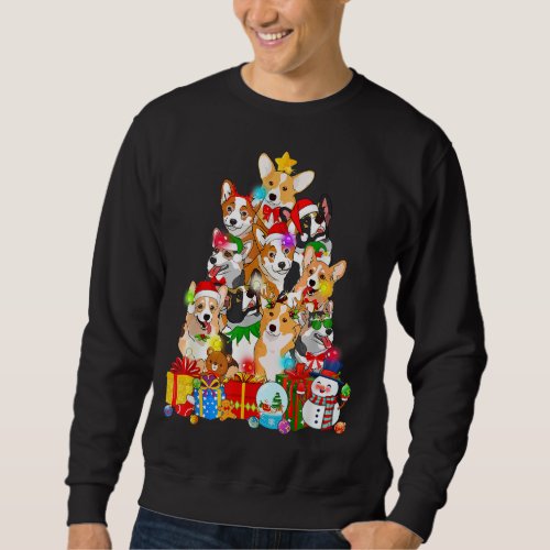 Corgi Christmas Tree Lights Funny Puppy Corgi Dog  Sweatshirt