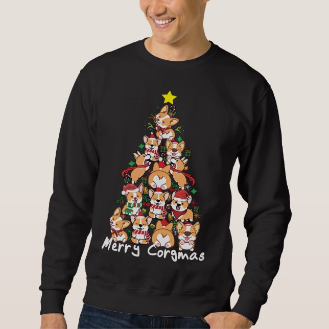 Corgi Christmas Tree Merry Corgmas - Corgi Dog Xma Sweatshirt (Front)