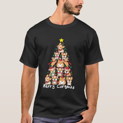 Corgi Christmas Tree Merry Corgmas Corgi Dog Xmas  T_Shirt