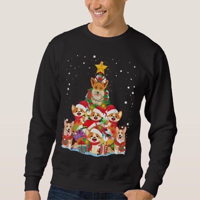 Corgi Christmas Tree Ornament Tee For Christmas (Front)