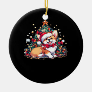 Corgi Christmas Tree Oversized T-Shirt Ceramic Ornament