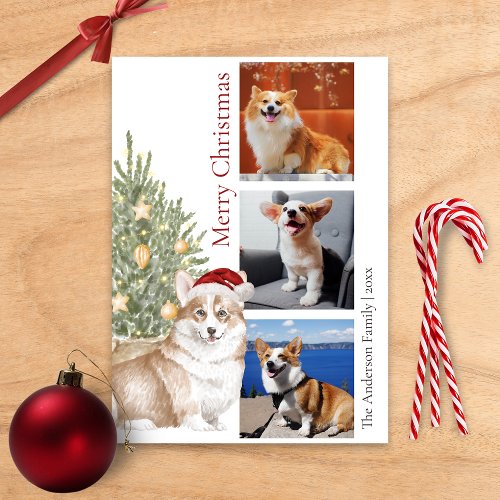 Corgi Christmas Tree Pet Dog Photo Holiday Card