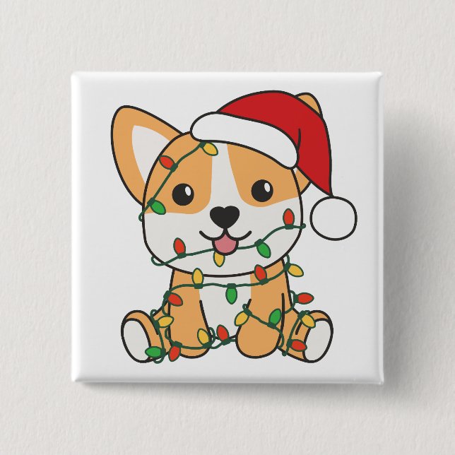 Corgi Christmas Winter Animals Dog Button (Front)
