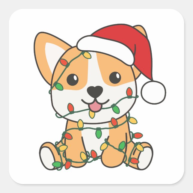 Corgi Christmas Winter Animals Dog Square Sticker (Front)
