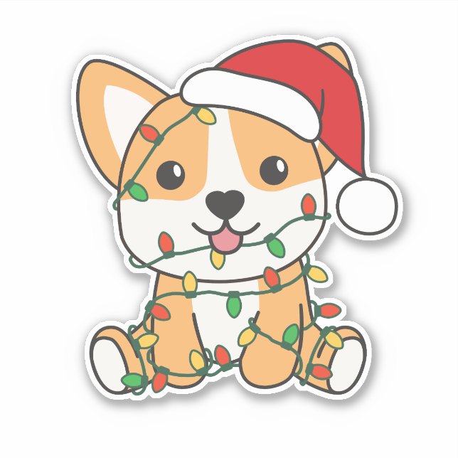 Corgi Christmas Winter Animals Dog Sticker (Front)