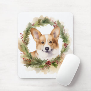 Corgi Christmas Wreath Festive Pup Mouse Pad