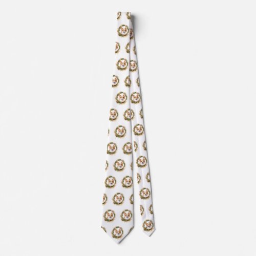 Corgi Christmas Wreath Festive Pup Neck Tie