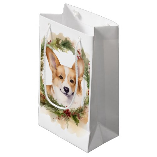 Corgi Christmas Wreath Festive Pup Small Gift Bag