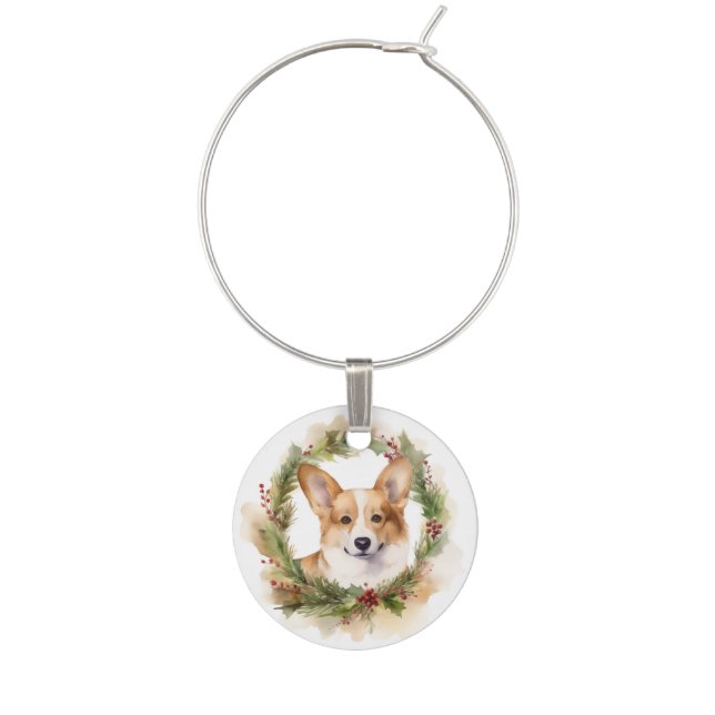 Corgi Christmas Wreath Festive Pup Wine Charm (First Charm)