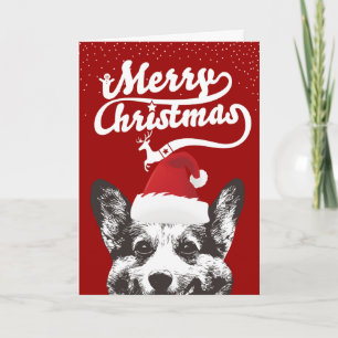 Corgi Clause Merry Christmas Red Holiday Card
