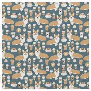Corgi Coffee - dog fabric