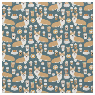 Corgi Coffee - dog fabric