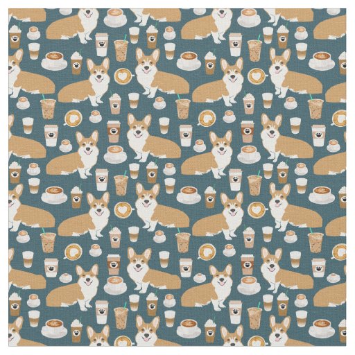 Corgi Coffee - dog fabric