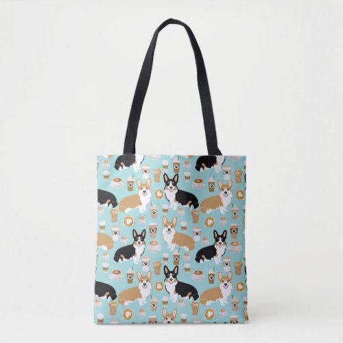 Corgi Coffee tote bag _ cardigan corgis