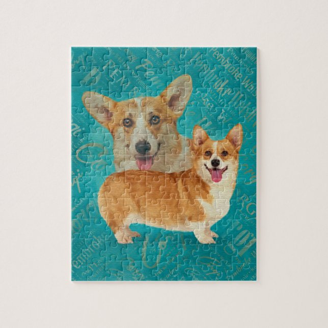 Corgi Collage Abstract Mixed Media Jigsaw Puzzle (Vertical)