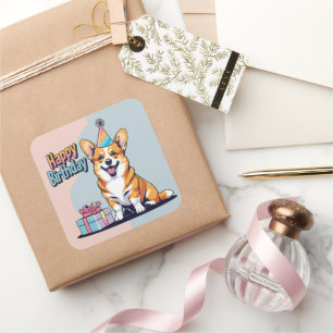 Corgi Colorful Square Sticker