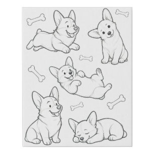 Corgi Coloring Canvas Cute Dog DIY Painting art