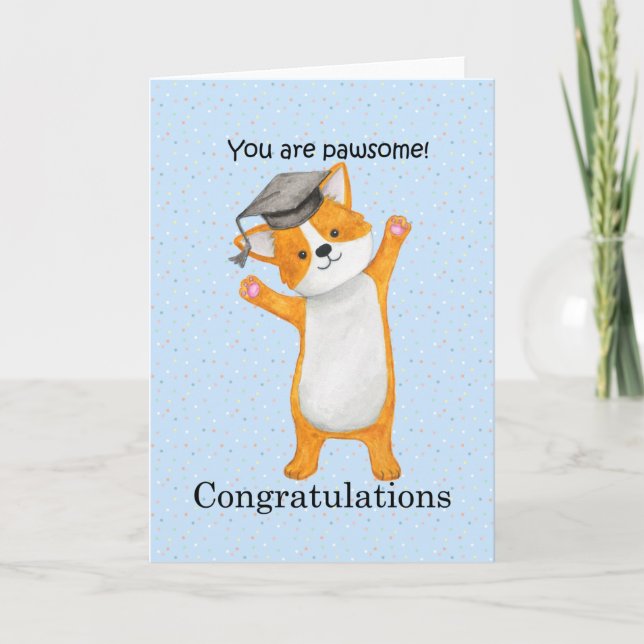 Corgi congratulations graduation cute dog congrats card (Front)