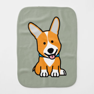 Corgi Corgis dog puppy doggy happy Pembroke Welsh Burp Cloth