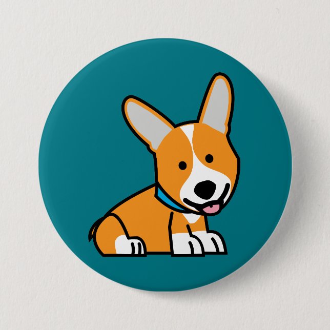 Corgi Corgis dog puppy doggy happy Pembroke Welsh Button (Front)