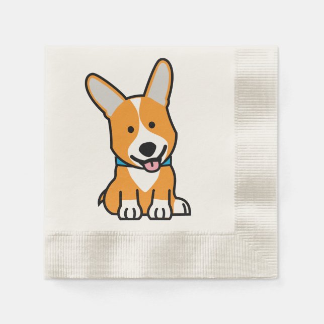 Corgi Corgis dog puppy doggy happy Pembroke Welsh Paper Napkins (Front)