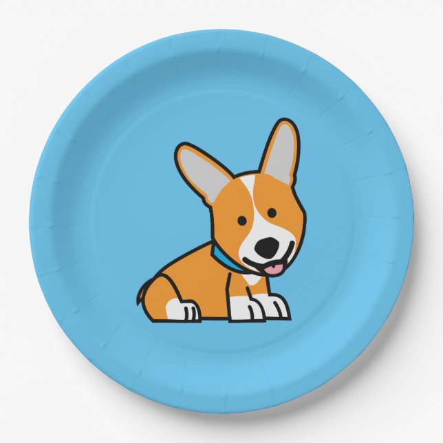 Corgi Corgis dog puppy doggy happy Pembroke Welsh Paper Plates (Front)