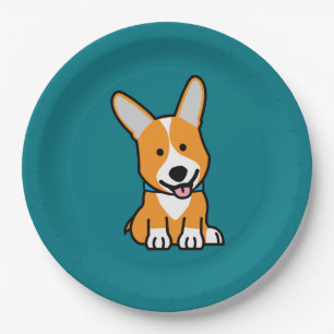 Corgi Corgis dog puppy doggy happy Pembroke Welsh Paper Plates