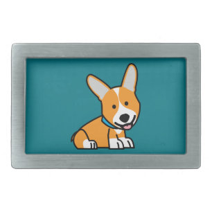 Corgi Corgis dog puppy doggy happy Pembroke Welsh Rectangular Belt Buckle