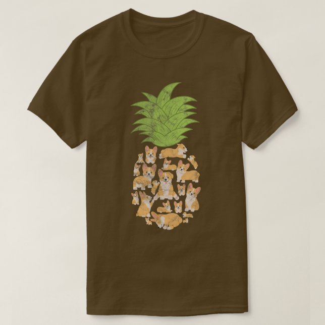 Corgi Corgis Pineapple Dog Lover Distressed  T-Shirt (Design Front)