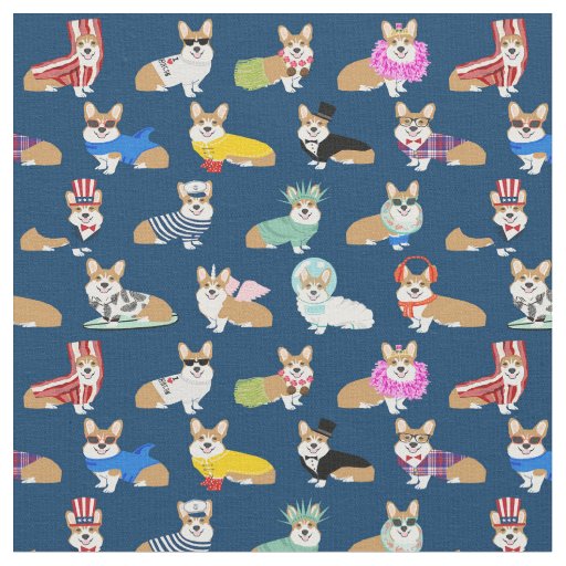 corgi costumes navy fabric