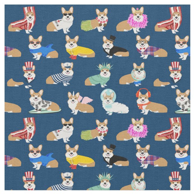 corgi costumes navy fabric (Close Up)