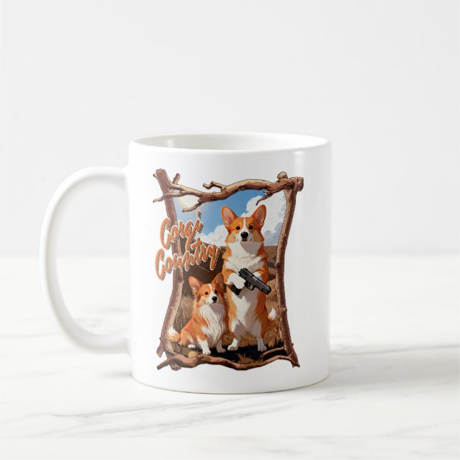 Corgi Country – Funny Corgi Tee, Rustic Americana Coffee Mug (Left)