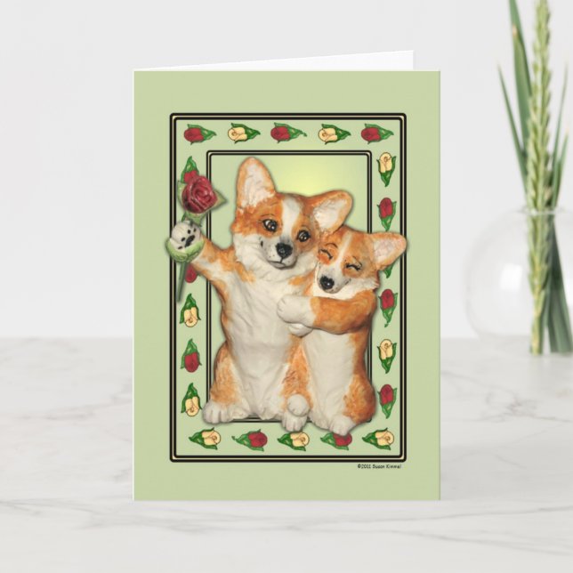 Corgi Couple Greeting Card (Front)