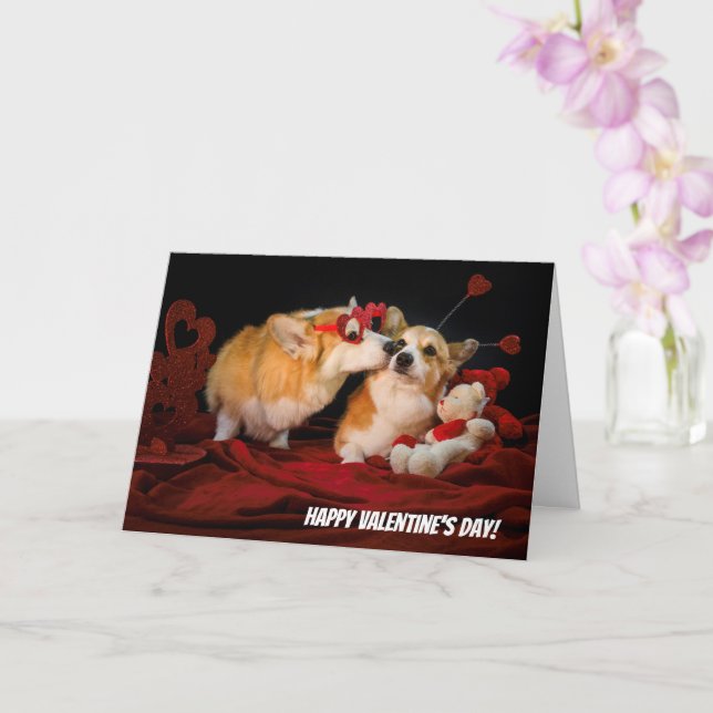 Corgi Couple Valentine card (Orchid)