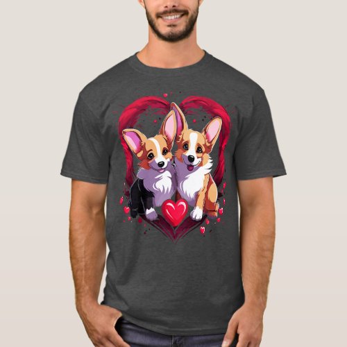 Corgi Couple Valentine T_Shirt