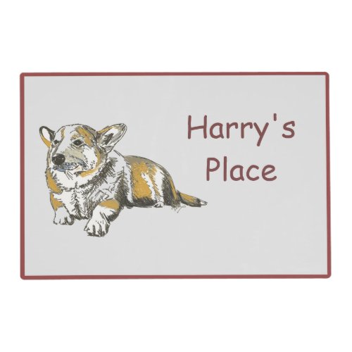 Corgi Cute Happy Smiling Dog Personalized Placemat