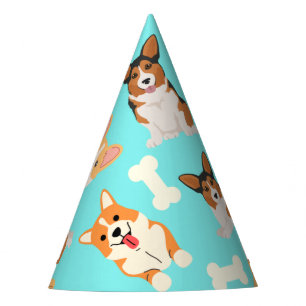 Corgi Cute Pattern In Mint Party Hat