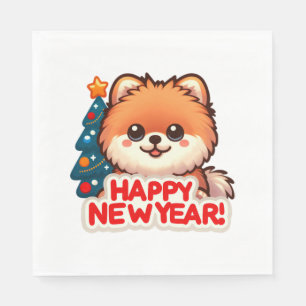 Corgi Cutie Puppy Wishes for a happy 2024 Classic  Napkins