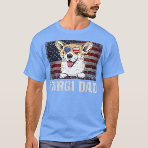Corgi Dad American Corgi Dog US Flag 4th Of July T T_Shirt