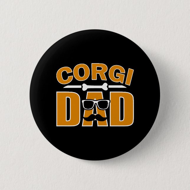 Corgi dad for dad dog lover button (Front)