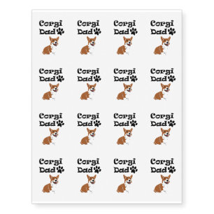Corgi Dad Funny Love Dog Pet Gift Temporary Tattoos