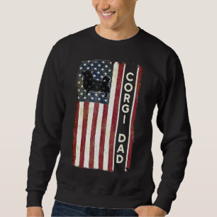 Corgi Dad Patriotic Usa American Flag Men Him Sweatshirt