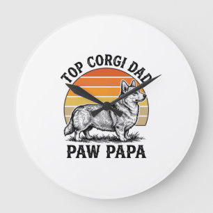 Corgi Dad Shirt Vintage Sunset Dog Papa Gift_1 Large Clock