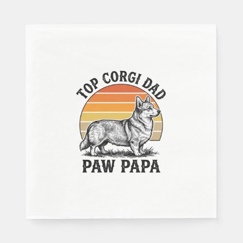Corgi Dad Shirt Vintage Sunset Dog Papa Gift_1 Napkins