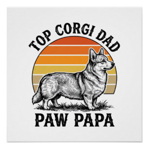 Corgi Dad Shirt Vintage Sunset Dog Papa Gift_1 Poster
