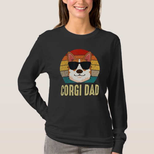 Corgi Dad Sunglasses Retro Sunset Fun Corgi Dog Fa T_Shirt