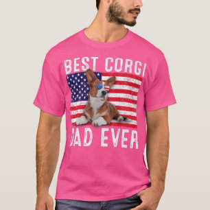 Corgi Dad USA American Flag Corgi Dog Lover Owner  T-Shirt