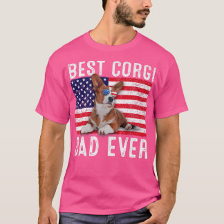 Corgi Dad USA American Flag Corgi Dog Lover Owner T-Shirt